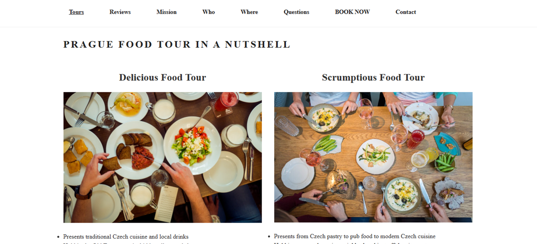 Realizované stránky - Prague Food Tour