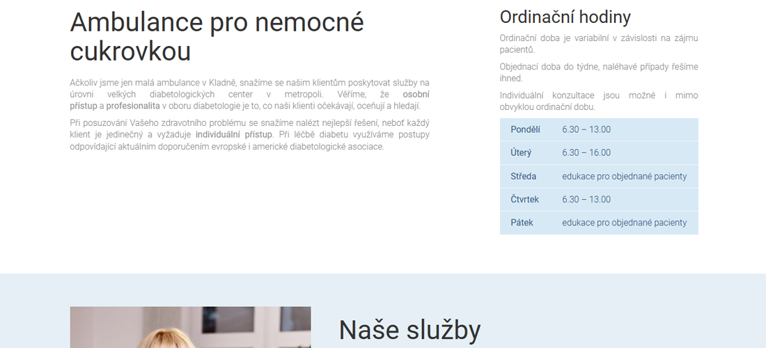 Realizované stránky - Diabetologie Kladno